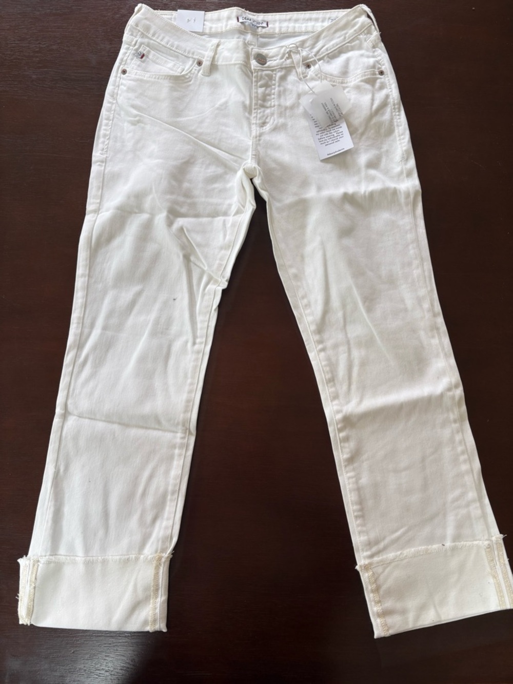 Dear John White Straight-Leg Jeans with Cuffed Hem - Picture 1 of 5